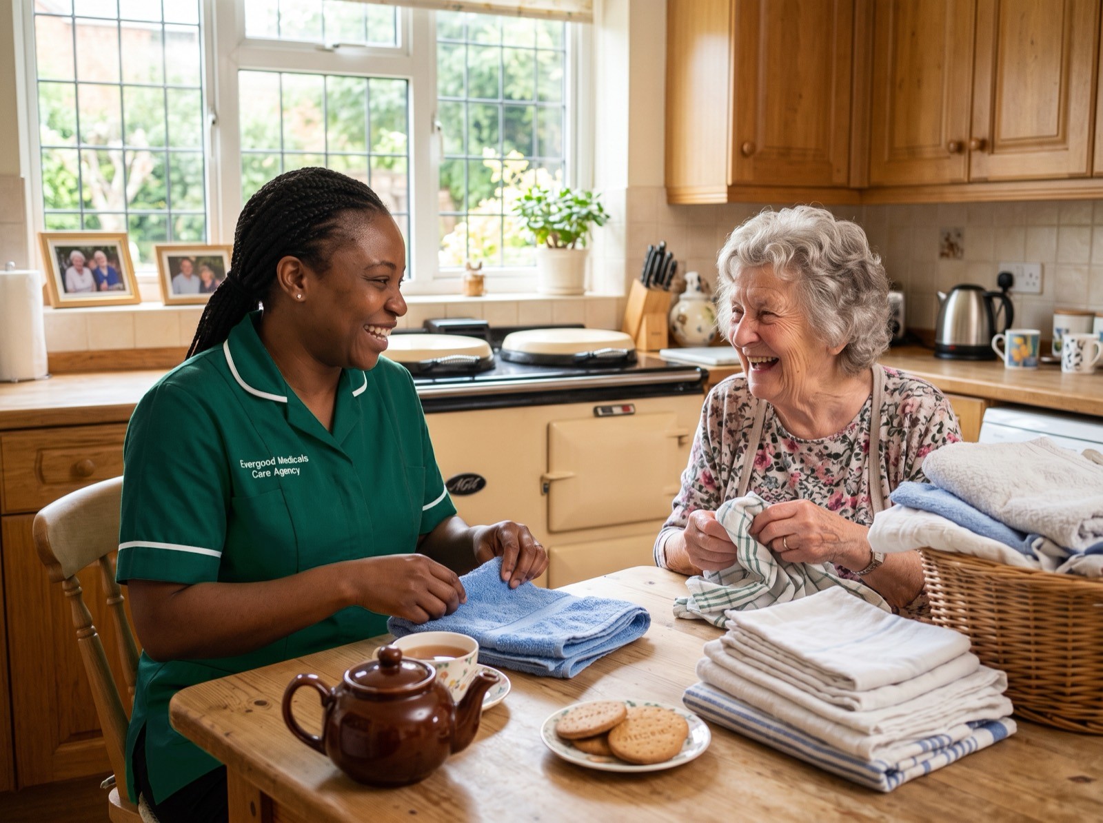 Evergood Medicals carer providing friendly domestic support and companionship at home in Crawley