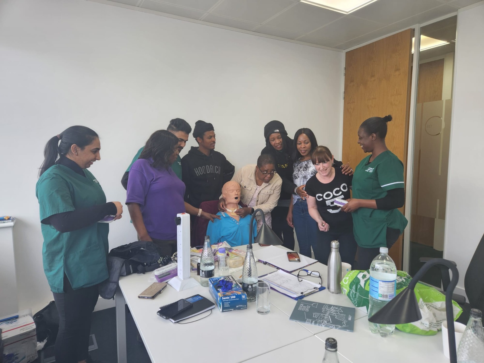 The wider Evergood Medicals team at a first aid training session